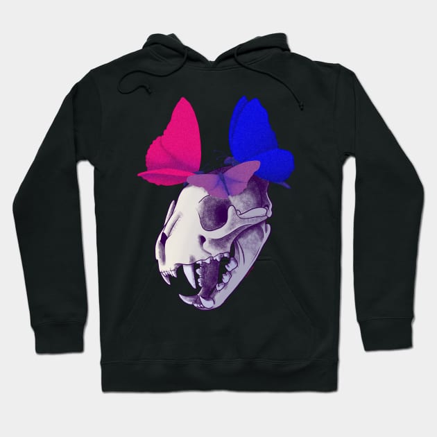 Bi Pride Skull Hoodie by DustbunnyStudios